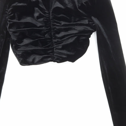 Womens UK Size S Zara Black Cropped Blouse
