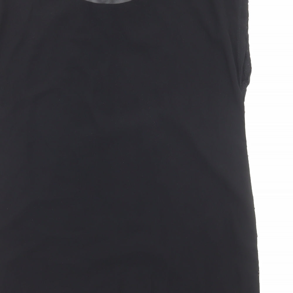 Papaya Womens Black Polyester Basic Blouse Size 12 Round Neck