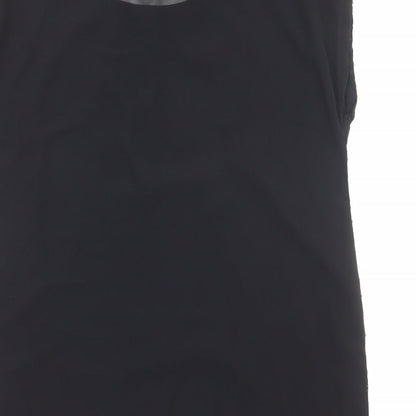 Papaya Womens Black Polyester Basic Blouse Size 12 Round Neck