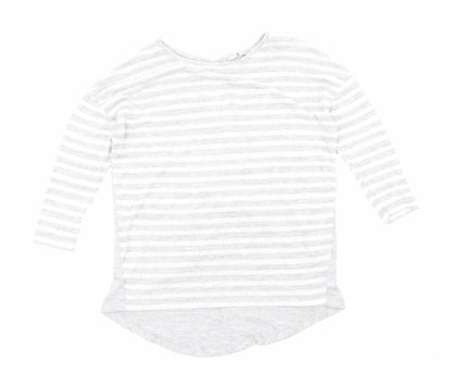 TU Womens Grey Striped Viscose Basic Blouse Size 12 Round Neck