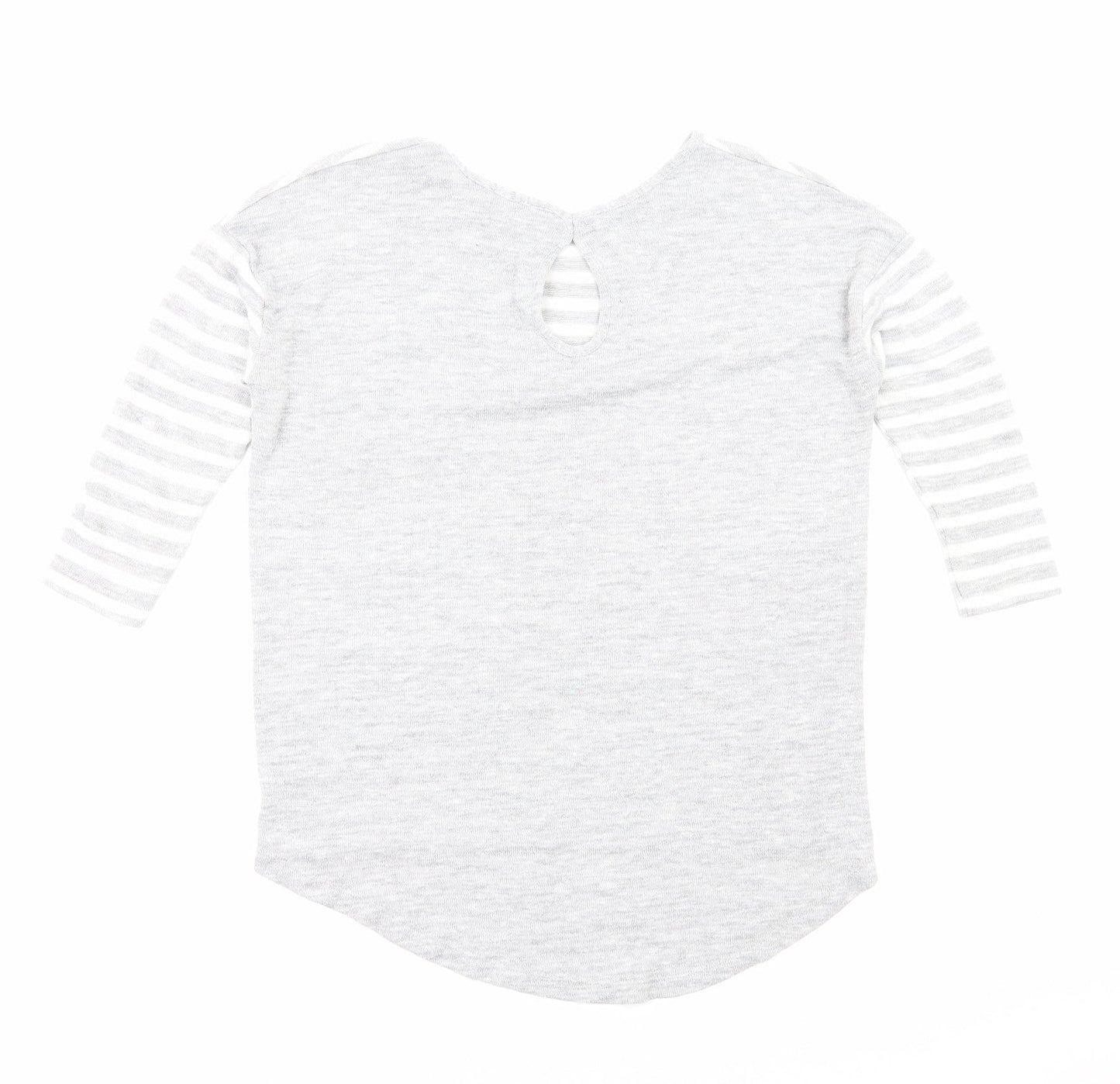 TU Womens Grey Striped Viscose Basic Blouse Size 12 Round Neck