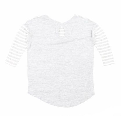 TU Womens Grey Striped Viscose Basic Blouse Size 12 Round Neck