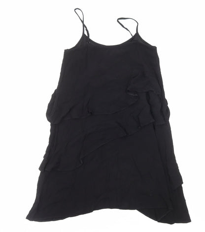 Topshop Womens Black Viscose Slip Dress Size 10 Round Neck Pullover