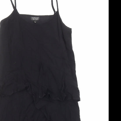 Topshop Womens Black Viscose Slip Dress Size 10 Round Neck Pullover
