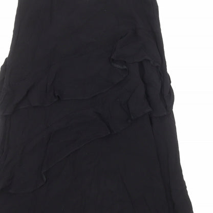 Topshop Womens Black Viscose Slip Dress Size 10 Round Neck Pullover