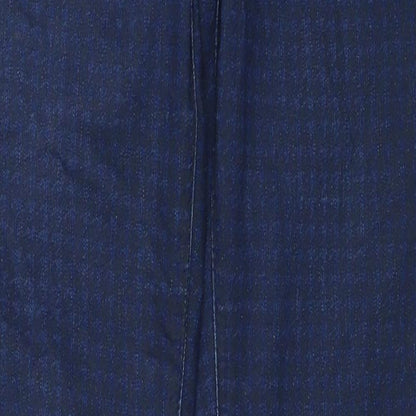 Red Herring Womens Blue Check Cotton Skinny Jeans Size 8 Regular Zip