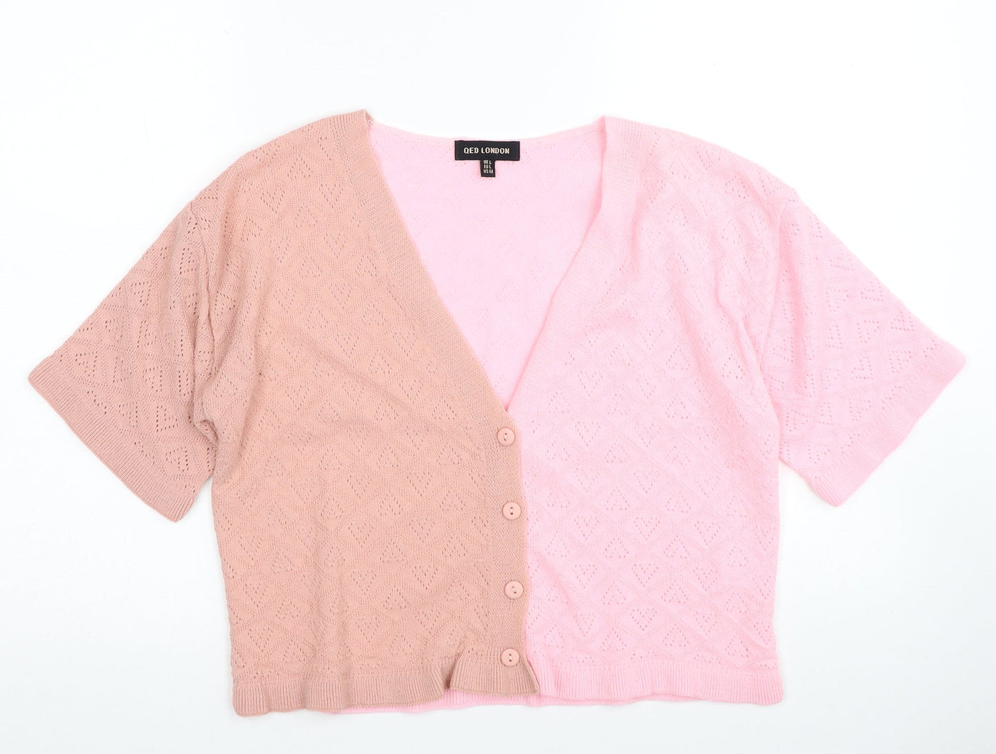 Womens UK Size L QED London Pink Cardigan Jumper