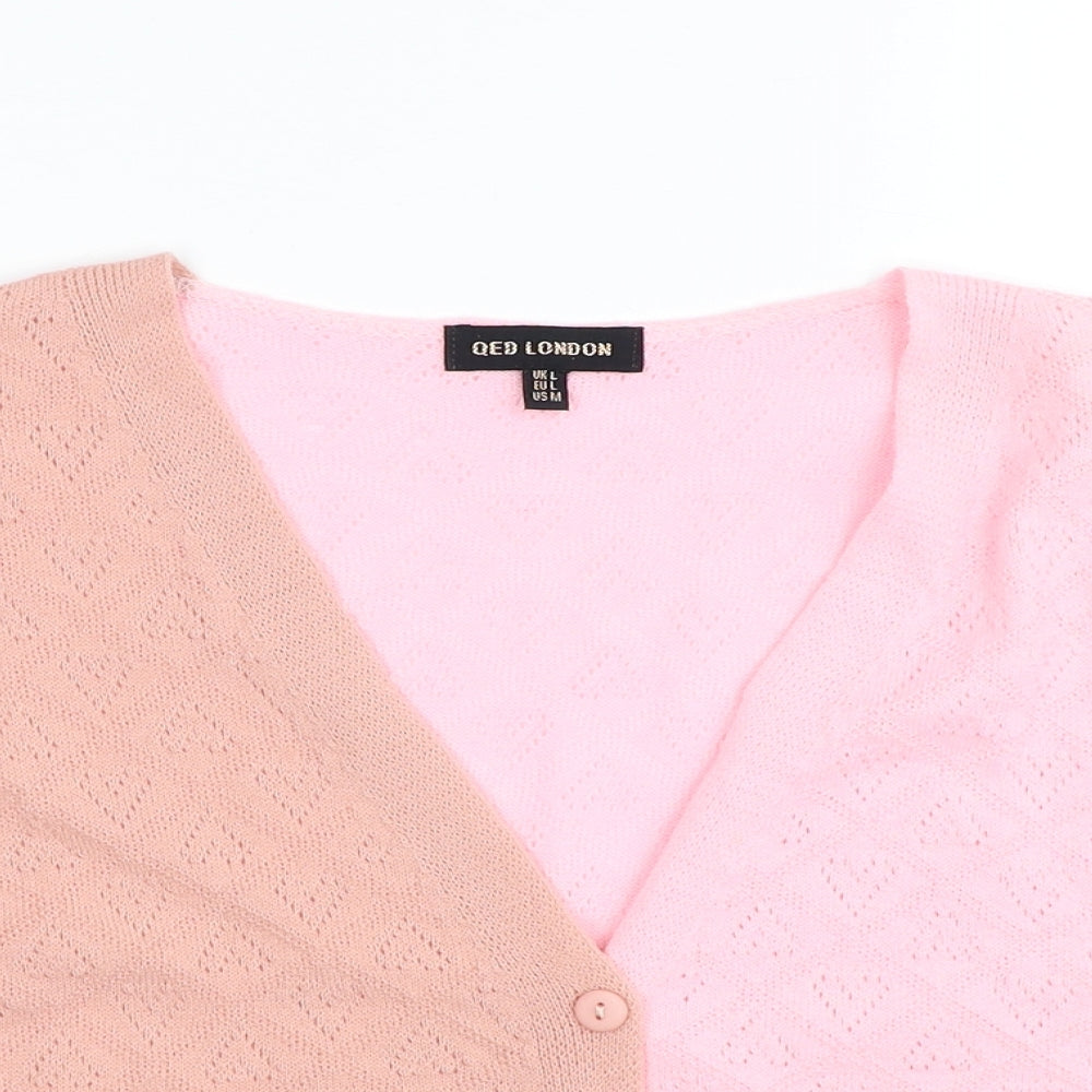 Womens UK Size L QED London Pink Cardigan Jumper