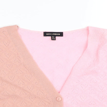 Womens UK Size L QED London Pink Cardigan Jumper