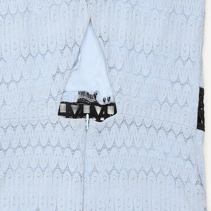 Topshop Womens Blue Cotton Bodycon Size 10 Square Neck Zip