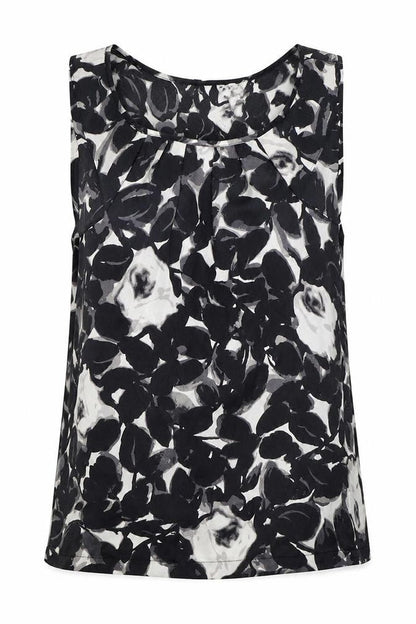 Antoni & Alison Womens Black Floral Polyester Basic Button-Up Size M Round Neck