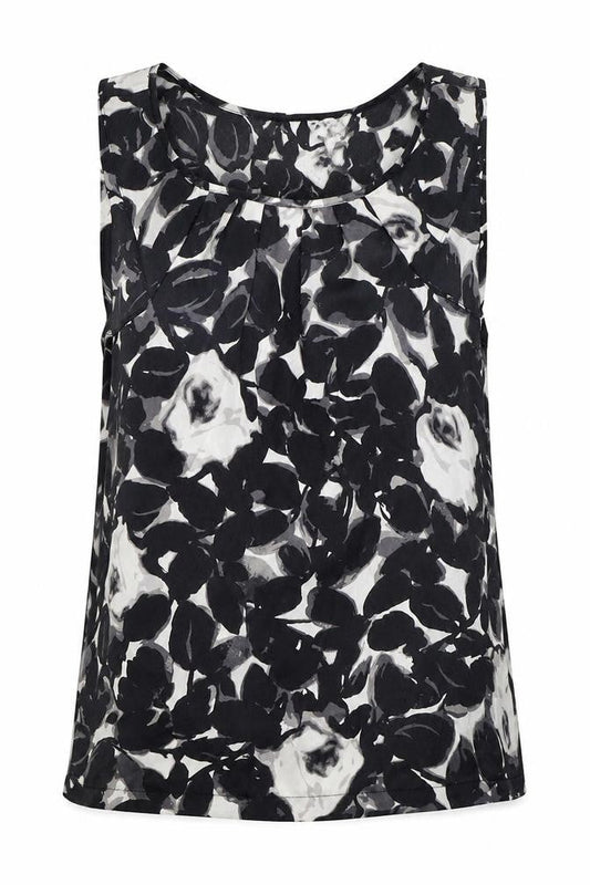 Antoni & Alison Womens Black Floral Polyester Basic Button-Up Size M Round Neck