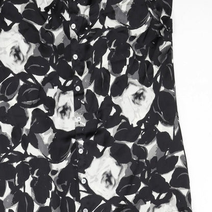 Antoni & Alison Womens Black Floral Polyester Basic Button-Up Size M Round Neck