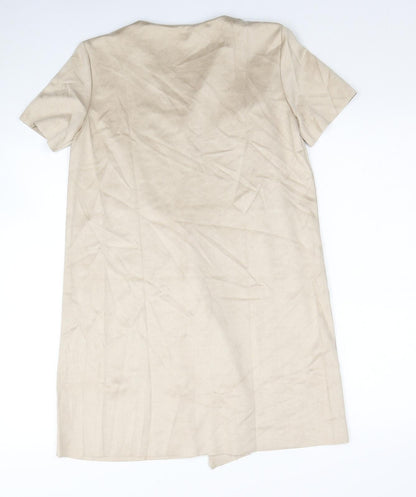 Zara Womens Beige Polyester Shift Size XS V-Neck Pullover