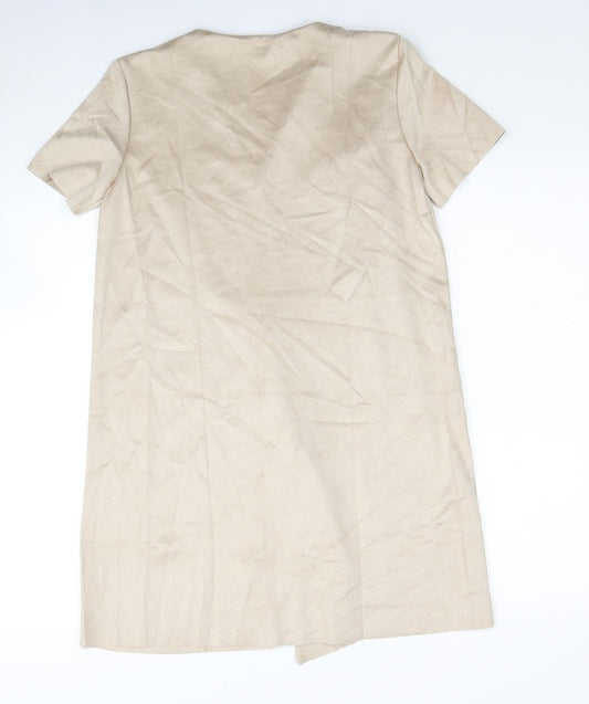 Zara Womens Beige Polyester Shift Size XS V-Neck Pullover