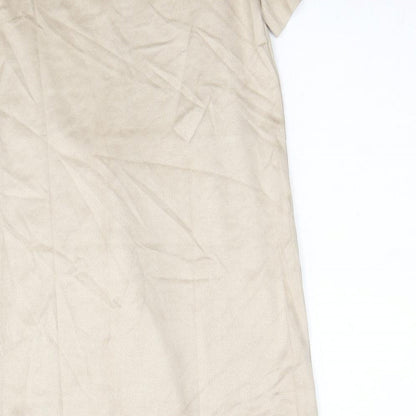 Zara Womens Beige Polyester Shift Size XS V-Neck Pullover