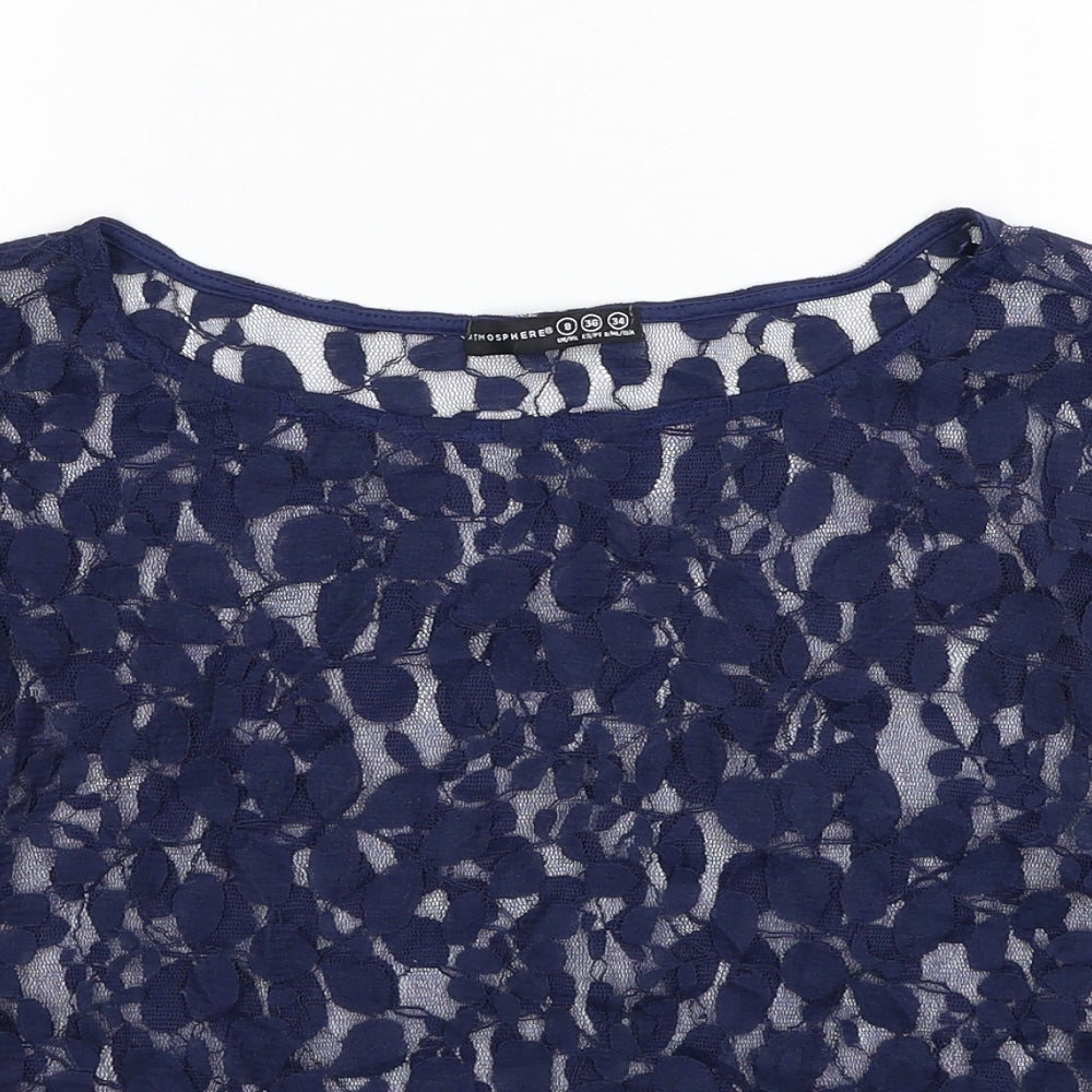 Womens UK Size 8 Atmosphere Blue Basic Blouse