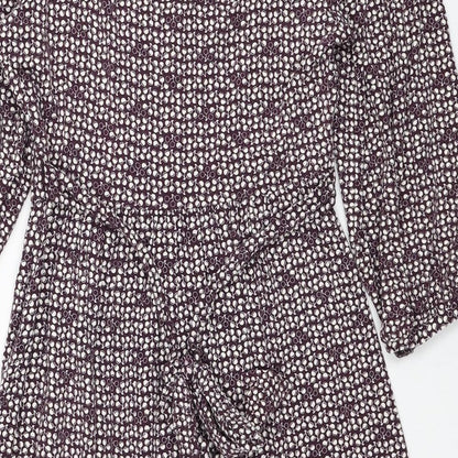 Wallis Womens Red Geometric Viscose Fit & Flare Size 8 Round Neck Pullover