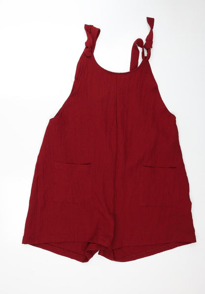 SheIn Womens Red Polyester Playsuit One-Piece Size 2XS Pullover