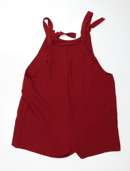 SheIn Womens Red Polyester Playsuit One-Piece Size 2XS Pullover