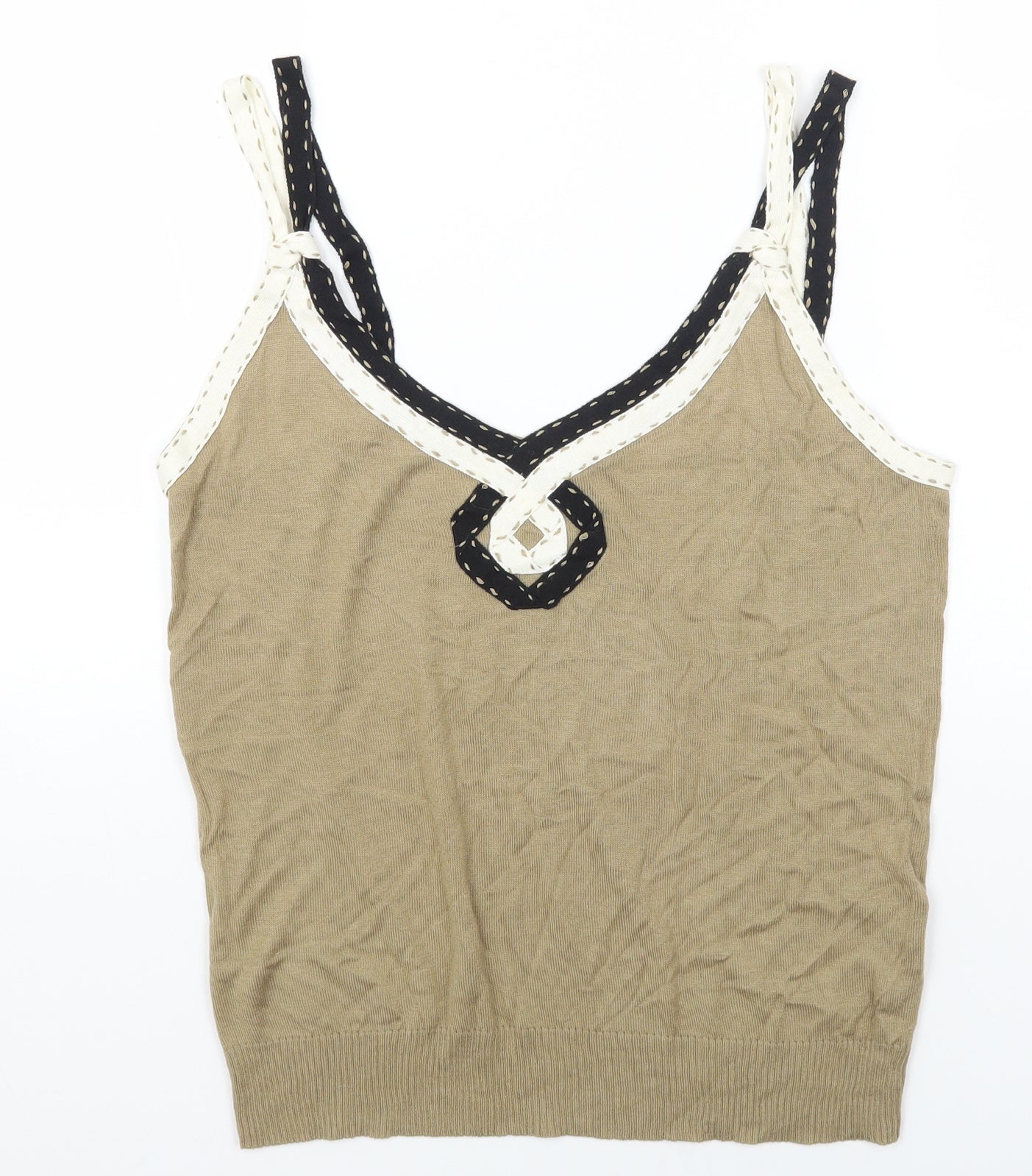 BANDOLERA Womens Beige Cotton Camisole Tank Size L V-Neck