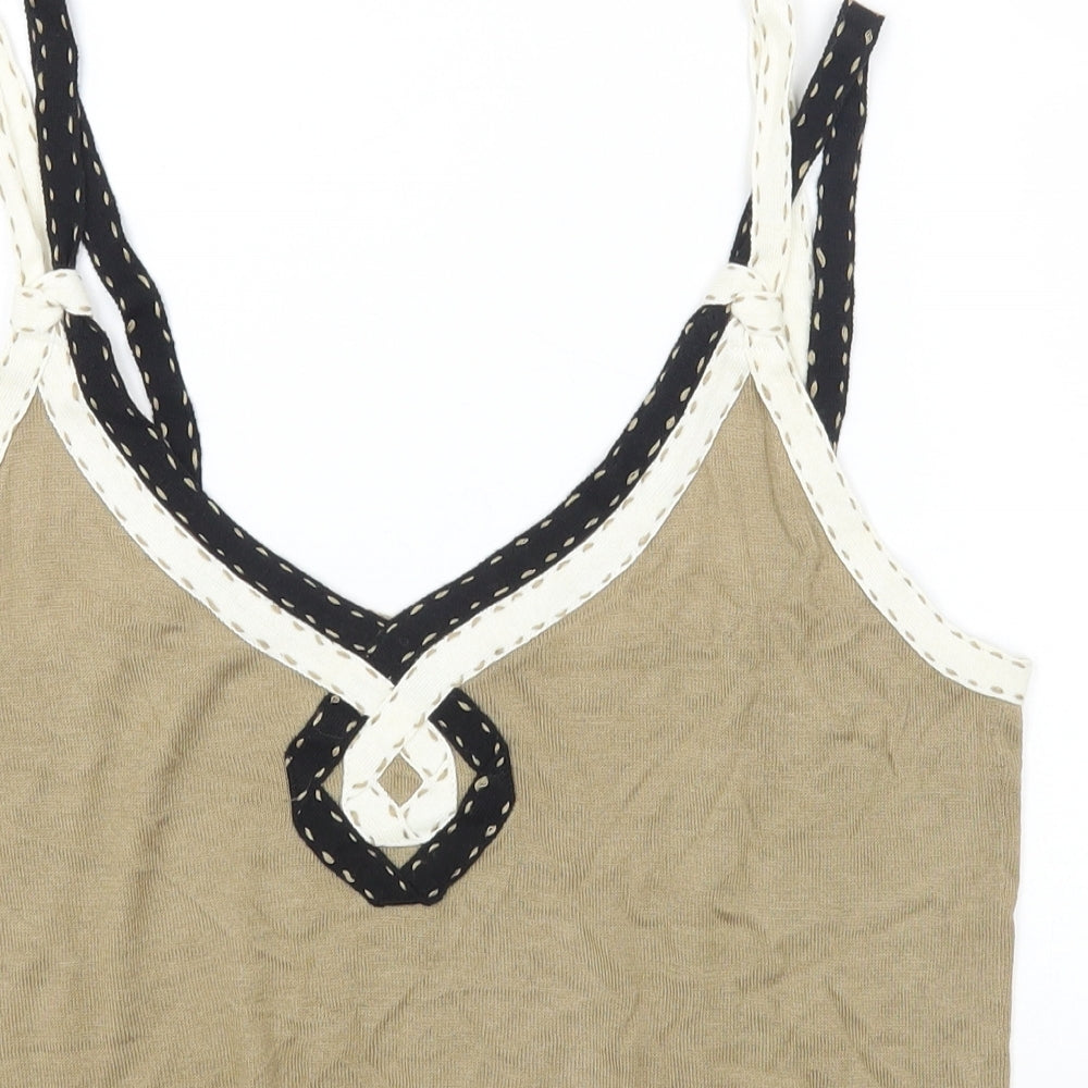 BANDOLERA Womens Beige Cotton Camisole Tank Size L V-Neck