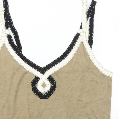 BANDOLERA Womens Beige Cotton Camisole Tank Size L V-Neck