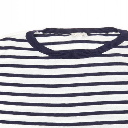 Gap Womens White Round Neck Striped Cotton Pullover Jumper Size XS