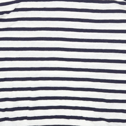 Gap Womens White Round Neck Striped Cotton Pullover Jumper Size XS