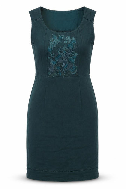 Per Una Womens Green Cotton Sheath Size 10 Scoop Neck Pullover
