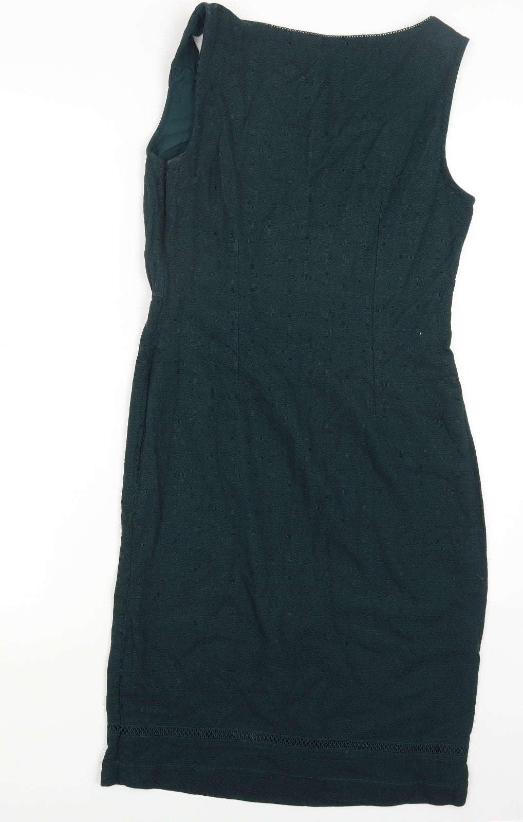 Per Una Womens Green Cotton Sheath Size 10 Scoop Neck Pullover