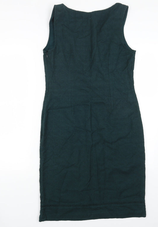 Per Una Womens Green Cotton Sheath Size 12 Scoop Neck Pullover