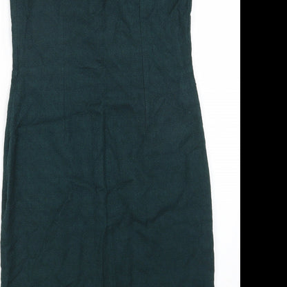 Per Una Womens Green Cotton Sheath Size 12 Scoop Neck Pullover