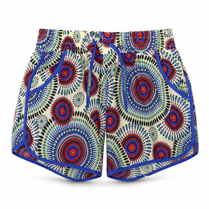 E&D Womens Multicoloured Geometric Polyester Bermuda Shorts Size M Regular Drawstring