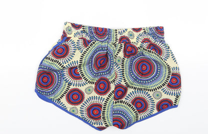 E&D Womens Multicoloured Geometric Polyester Bermuda Shorts Size M Regular Drawstring