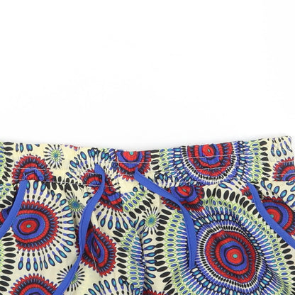 E&D Womens Multicoloured Geometric Polyester Bermuda Shorts Size M Regular Drawstring