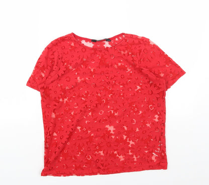 Womens UK Size 8 Dorothy Perkins Red Basic Blouse