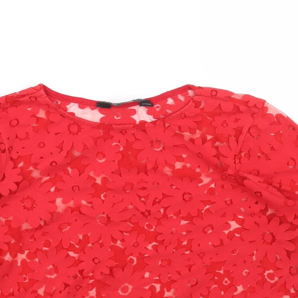 Womens UK Size 8 Dorothy Perkins Red Basic Blouse