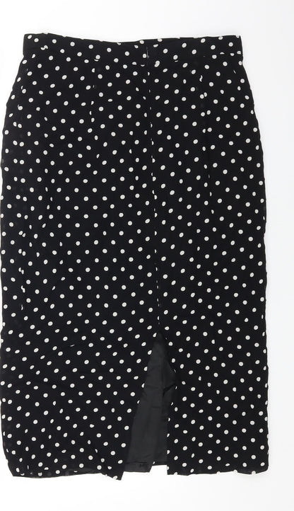 Gerry Weber Womens Black Polka Dot Viscose Straight & Pencil Skirt Size 16 Zip