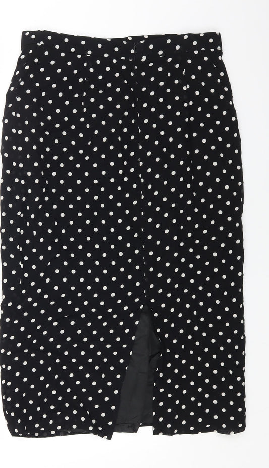 Gerry Weber Womens Black Polka Dot Viscose Straight & Pencil Skirt Size 16 Zip