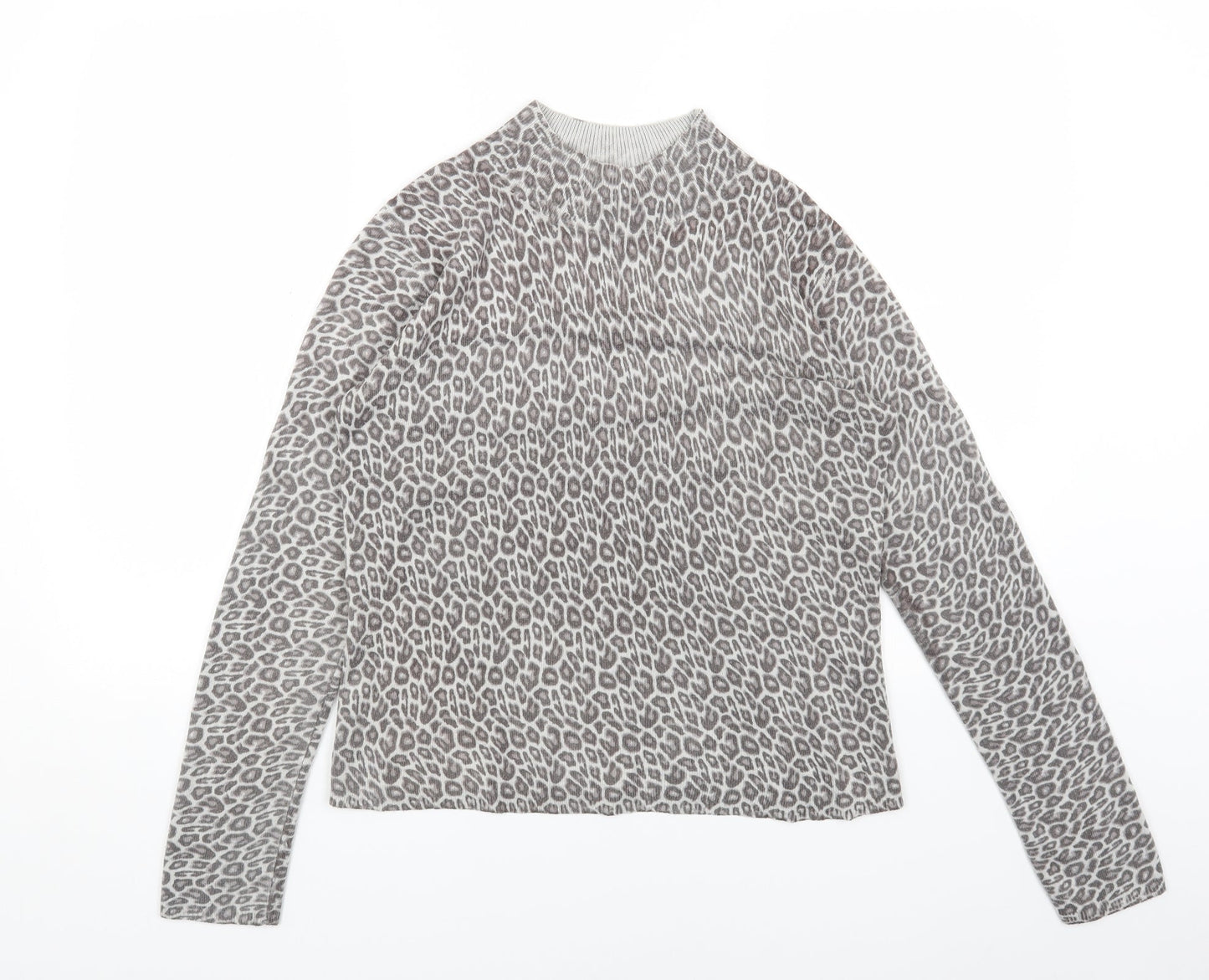 Primark Womens Grey High Neck Animal Print Polyester Pullover Jumper Size 12