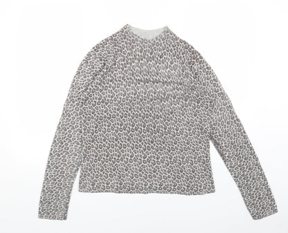 Primark Womens Grey High Neck Animal Print Polyester Pullover Jumper Size 12