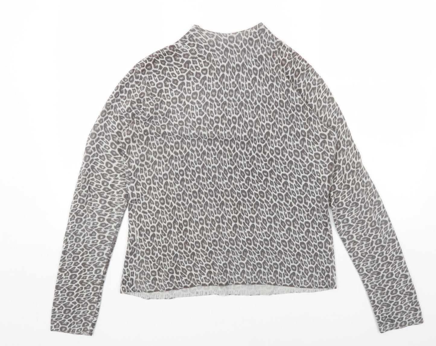 Primark Womens Grey High Neck Animal Print Polyester Pullover Jumper Size 12