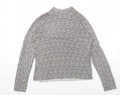Primark Womens Grey High Neck Animal Print Polyester Pullover Jumper Size 12