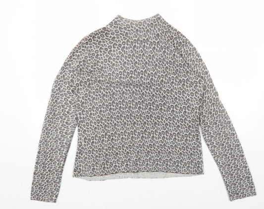 Primark Womens Grey High Neck Animal Print Polyester Pullover Jumper Size 12
