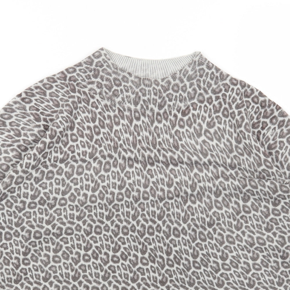 Primark Womens Grey High Neck Animal Print Polyester Pullover Jumper Size 12