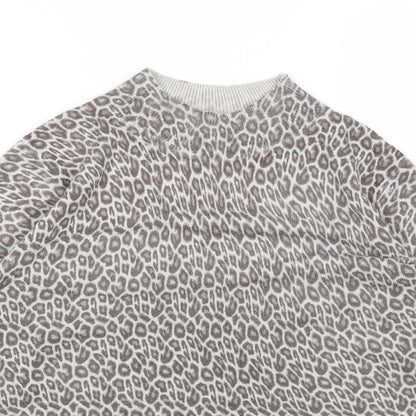 Primark Womens Grey High Neck Animal Print Polyester Pullover Jumper Size 12