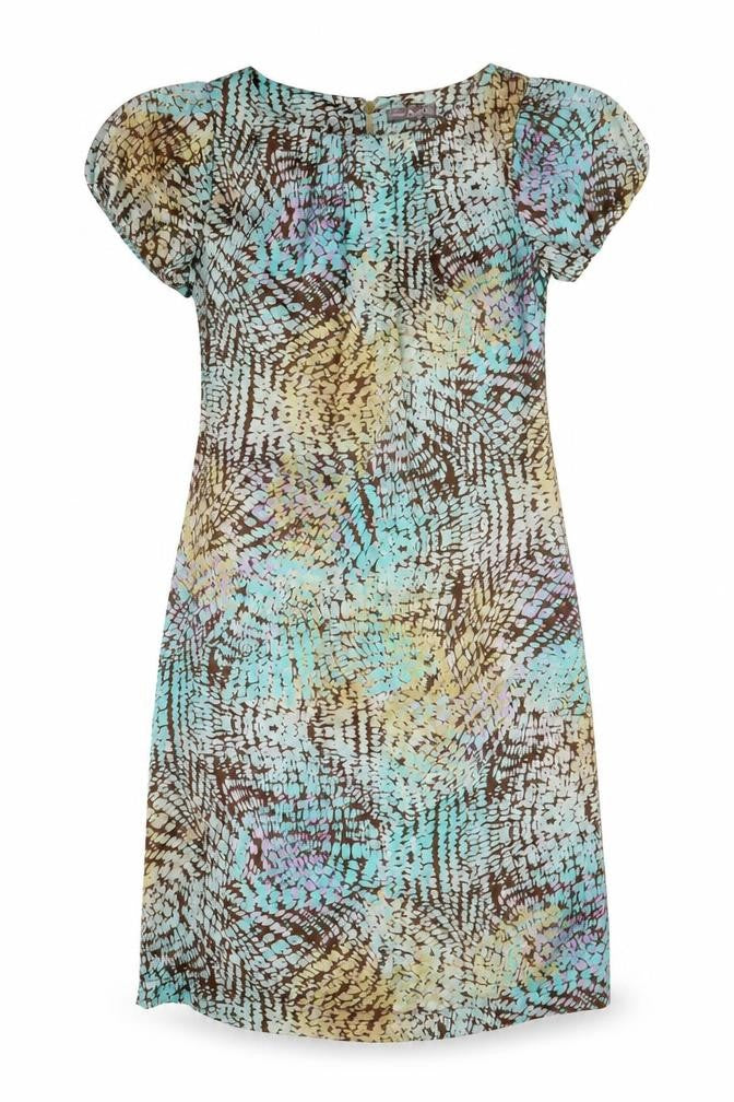Marks and Spencer Womens Multicoloured Geometric Polyester Shift Size 8 Boat Neck Zip