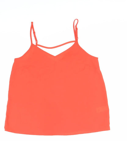 Primark Womens Red Polyester Basic Tank Size 10 V-Neck