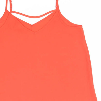 Primark Womens Red Polyester Basic Tank Size 10 V-Neck